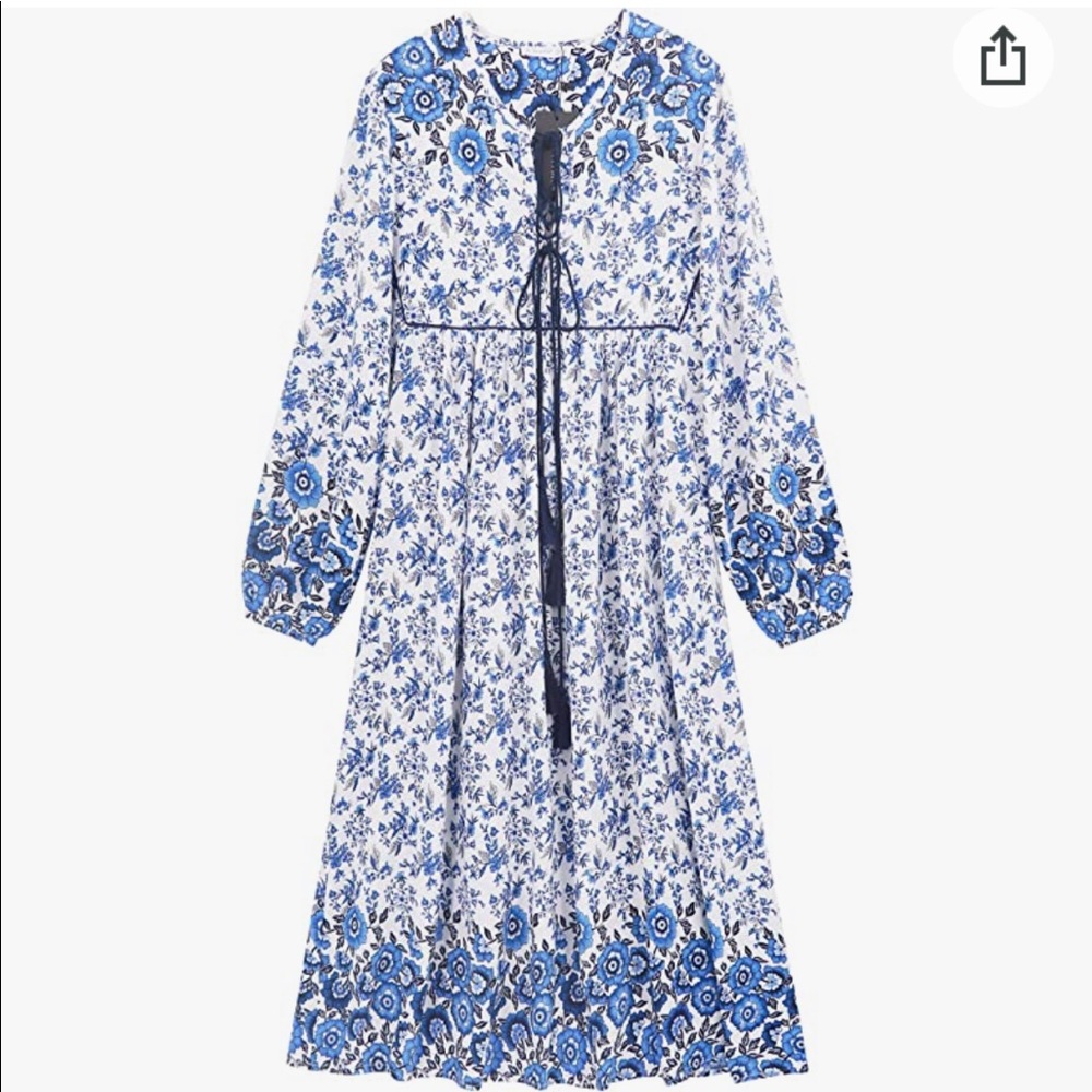BRAND NEW!! R.Vivimos Long Sleeve Floral Midi Dres